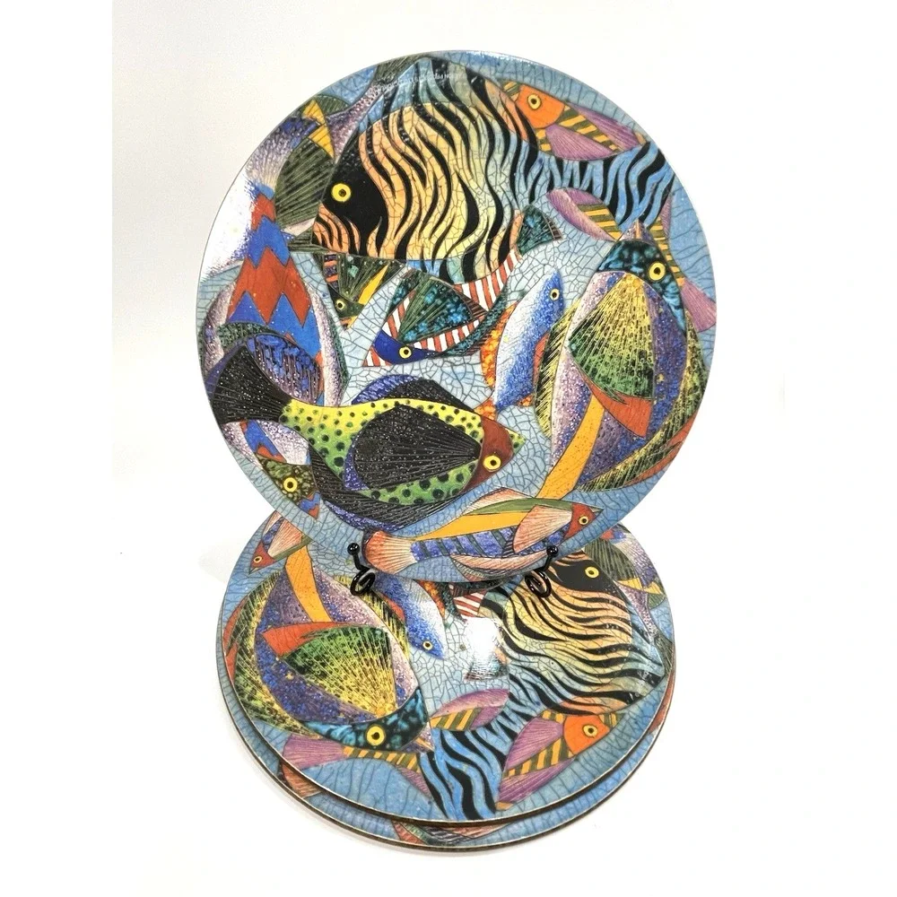 1999  Colorful Reef Fish‎ Cork Backed Hard Placemats Coasters 9 2/4
